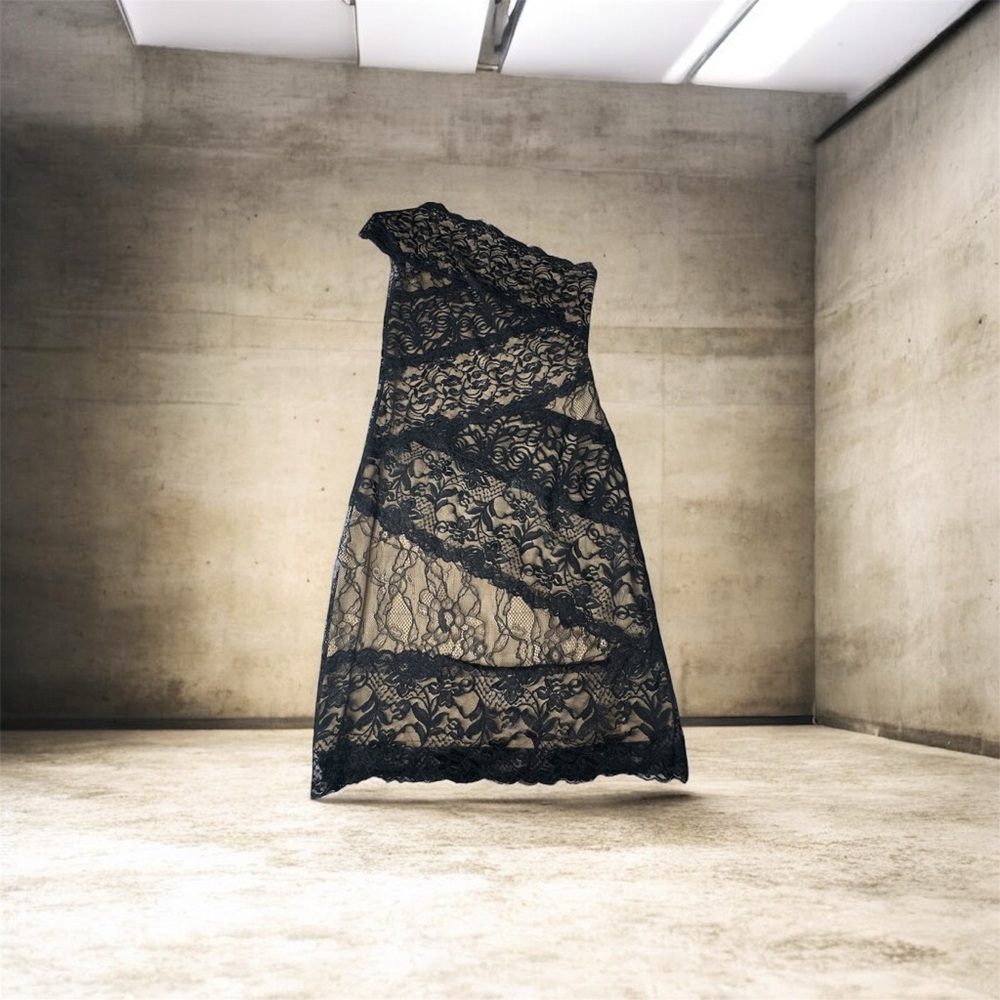 Bebe Black and Beige Lace Dress